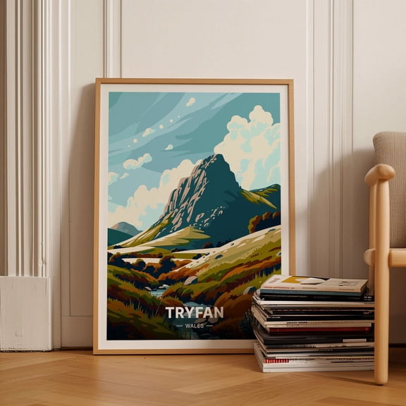 Tryfan Mountain Travel Poster, Wales Landscape Wall Art, Home & Office Decor, Art Lover Gift Idea, Scenic Travel Theme Decoration Wall Art, Modern Wall Decor, 8x12 UNFRAMED