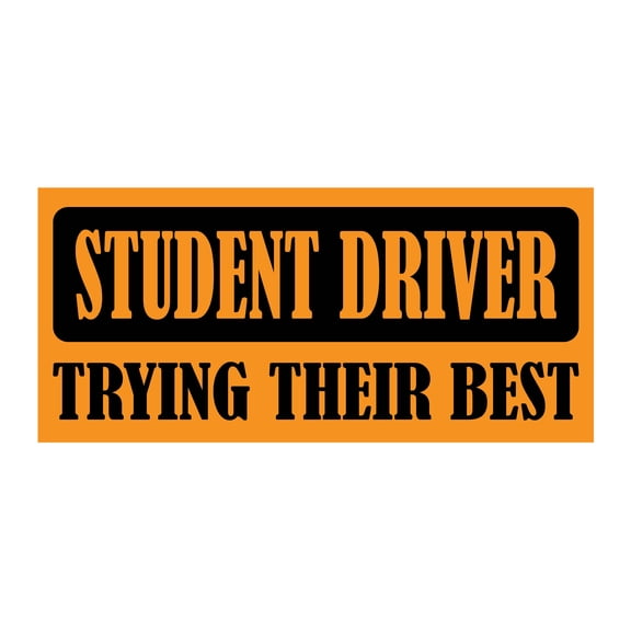 Trying Their Best Student Driver Bumper Magnet by DCM Solutions (Orange, 9.25" W x 4.25" H)