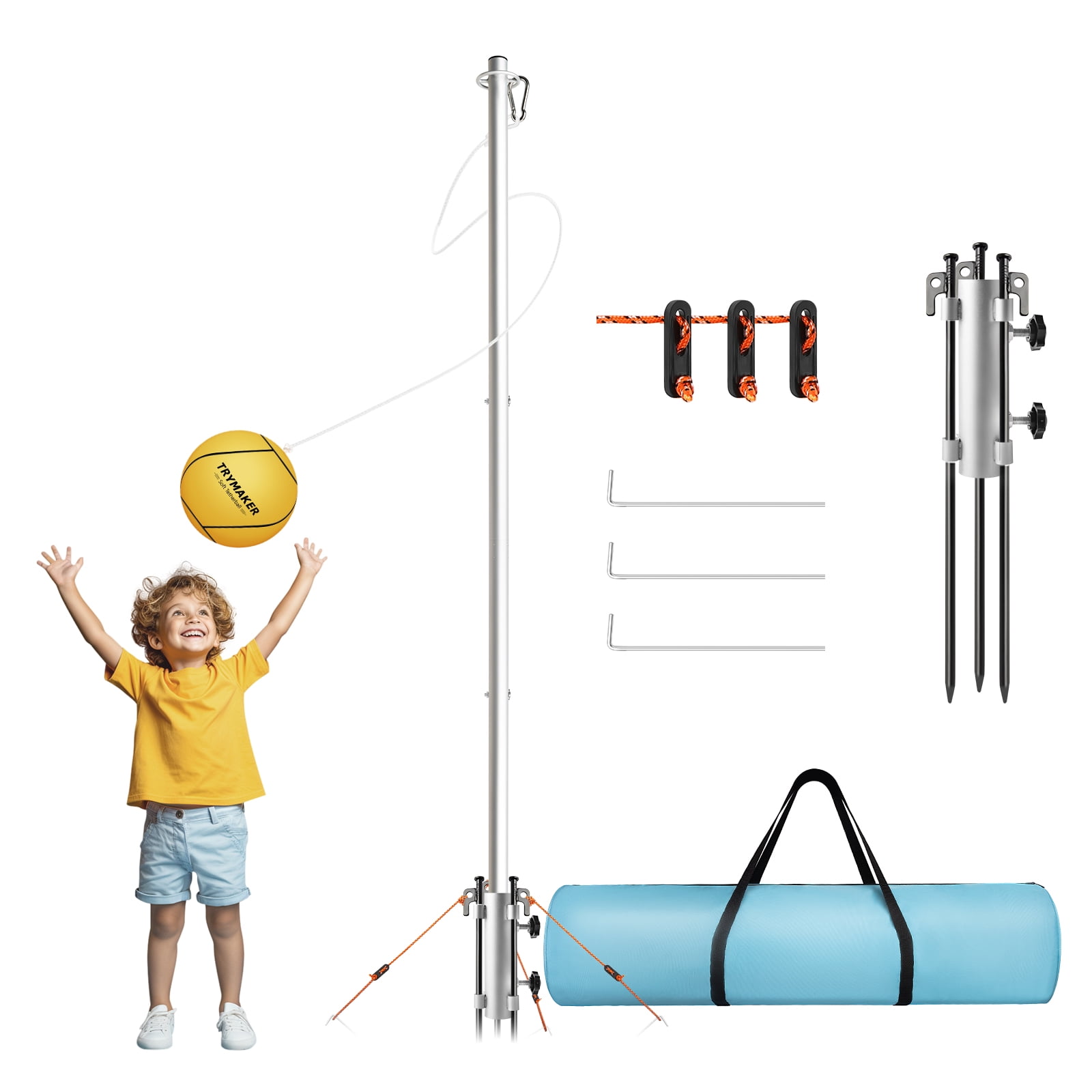 Trymaker Tetherball Set, Tether Balls and Rope Set with Base