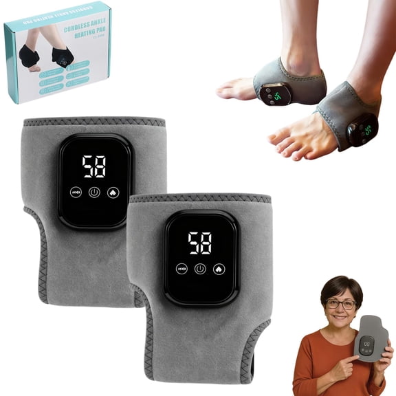 Trymassagerpro for Feet, Foot Massager with 3 Heat & 3 Vibration Modes, Triple Method Ankle Wrap for Muscle Tension Relief, Portable Rechargeable Device for Home Office Travel (gray*2)