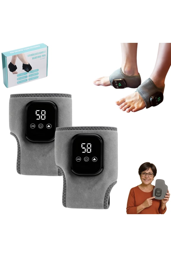 Trymassagerpro for Feet, Foot Massager with 3 Heat & 3 Vibration Modes, Triple Method Ankle Wrap for Muscle Tension Relief, Portable Rechargeable Device for Home Office Travel (gray*2)