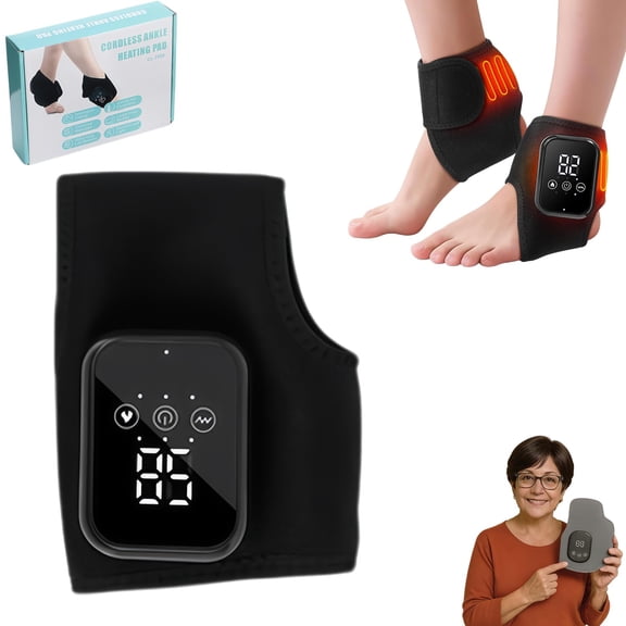 Trymassagerpro for Feet, Foot Massager with 3 Heat & 3 Vibration Modes, Triple Method Ankle Wrap for Muscle Tension Relief, Portable Rechargeable Device for Home Office Travel (Black)