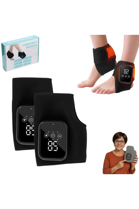 Trymassagerpro for Feet, Foot Massager with 3 Heat & 3 Vibration Modes, Triple Method Ankle Wrap for Muscle Tension Relief, Portable Rechargeable Device for Home Office Travel (Black*2)