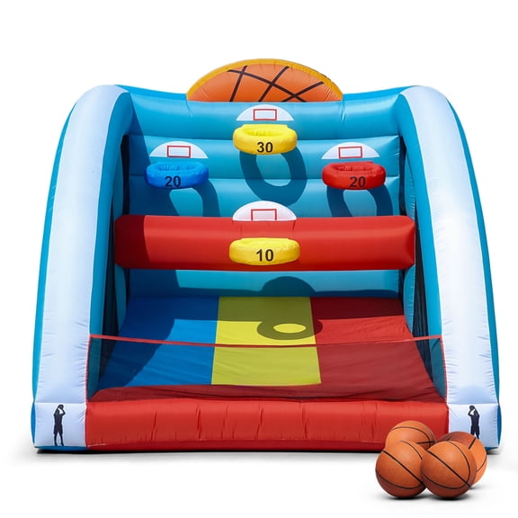 Tryset 10x10x10FT Inflatable Basketball Game for Kids & Adults, Inflatable Basketball Hoop Shot Built in 330W Blower & 4 Balls Backyard Party Sports Game, Indoor Outdoor
