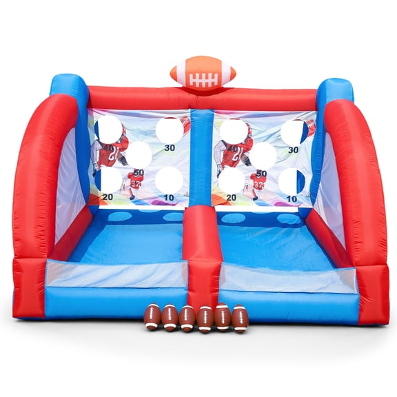 Tryset 12.7x10.7ft Inflatable Football Toss Game with Blower & 6 Balls, Double Lane Rugby Throw Target Game for Kids Adults, Backyard Party Lawn Carnival Outdoor Games