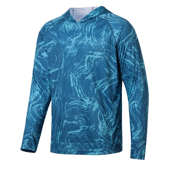 TRYSIL Men UPF 50+ Hoodie Long Sleeve Shirt Fishing Sun Protection Workout Running Hiking with Pocket