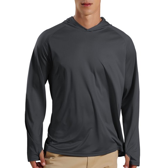 TRYSIL Men's Athletic Hooded UPF 50+ Sun Protection Long Sleeve Fishing Running Rash Guards Shirts