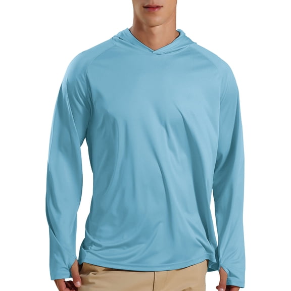 TRYSIL Men's Athletic Hooded UPF 50+ Sun Protection Long Sleeve Fishing Running Rash Guards Shirts