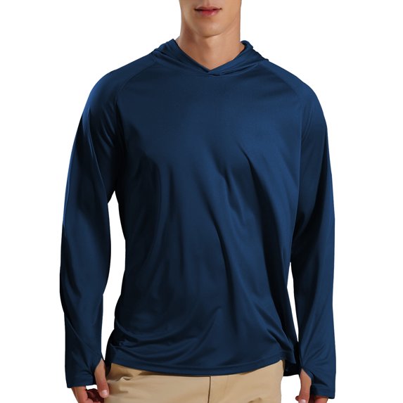 TRYSIL Men's Athletic Hooded UPF 50+ Sun Protection Long Sleeve Fishing Running Rash Guards Shirts