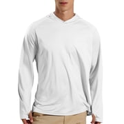 Men's Athletic Hooded UPF 50+ Sun Protection Long Sleeve Fishing Running Rash Guards Shirts