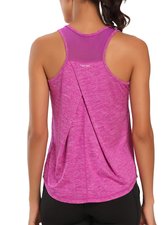 Women's Workout Tank Top Racerback Mesh Athletic Sleeveless Shirts