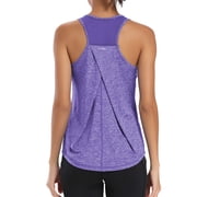Womens Workout Tank Tops Racerback Mesh Sleeveless Athletic Yoga Running Gym Shirts