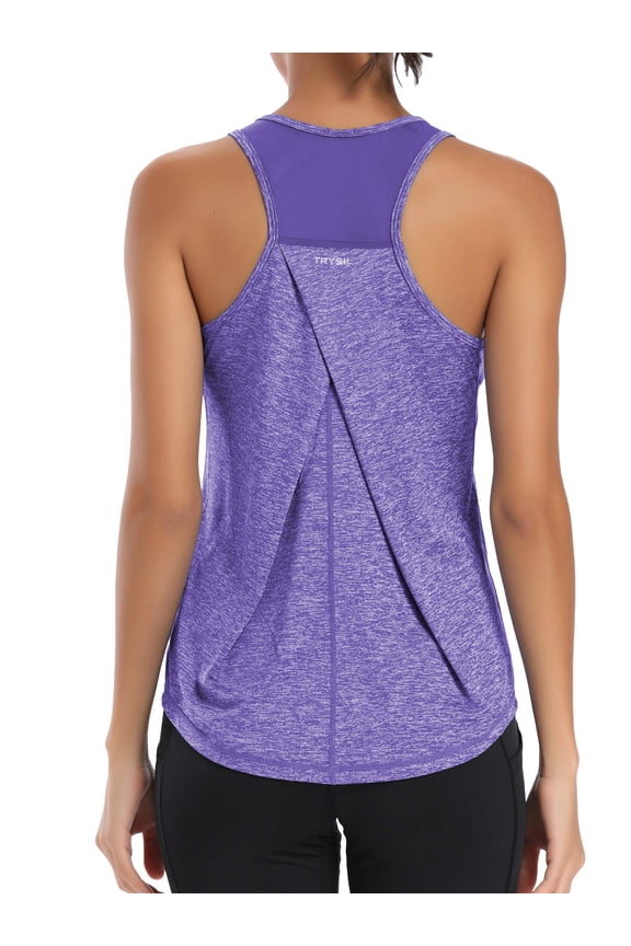 Womens Workout Tank Tops Racerback Mesh Sleeveless Athletic Yoga Running Gym Shirts