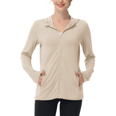 TRYSIL Women's UPF 50+ Sun Protection Hoodie Jackets Athletic Lightweight Full-Zip Long Sleeve Outdoor