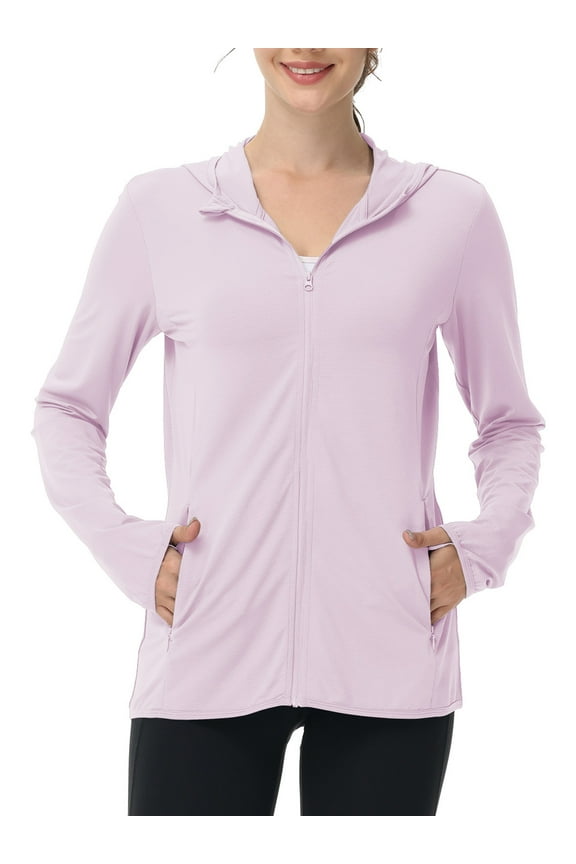 Women's UPF 50+ Sun Protection Hoodie Jackets Athletic Lightweight Full-Zip Long Sleeve Outdoor