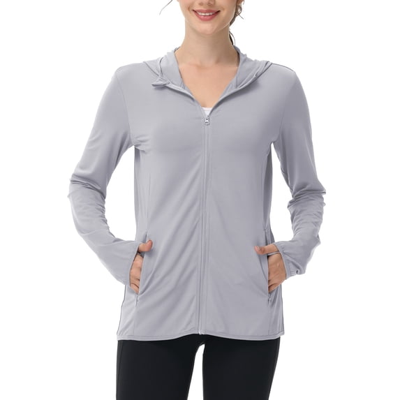 TRYSIL Women's UPF 50+ Sun Protection Hoodie Jackets Athletic Lightweight Full-Zip Long Sleeve Outdoor