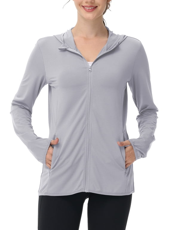 Women's UPF 50+ Sun Protection Hoodie Jacket Athletic Lightweight Full-Zip