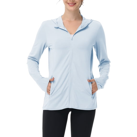 TRYSIL Women's UPF 50+ Sun Protection Hoodie Jackets Athletic Lightweight Full-Zip Long Sleeve Outdoor