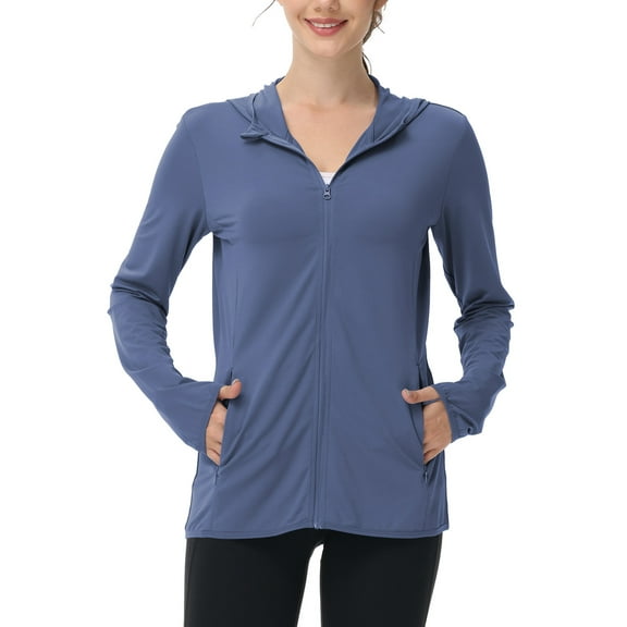 TRYSIL Women's UPF 50  Sun Protection Hoodie Jackets Athletic Lightweight Full-Zip Long Sleeve Outdoor