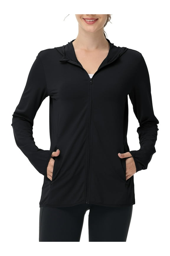 Women's UPF 50+ Sun Protection Hoodie Jackets Athletic Lightweight Full-Zip Long Sleeve Outdoor