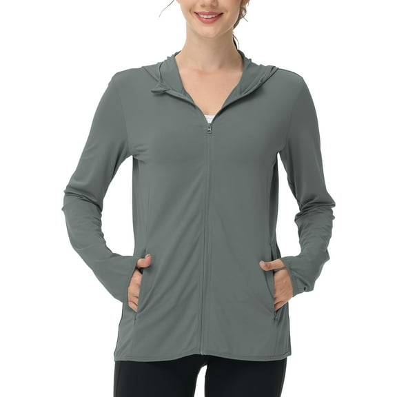 TRYSIL Women's UPF 50 Sun Protection Hoodie Jackets Athletic Lightweight Full-Zip Long Sleeve Outdoor