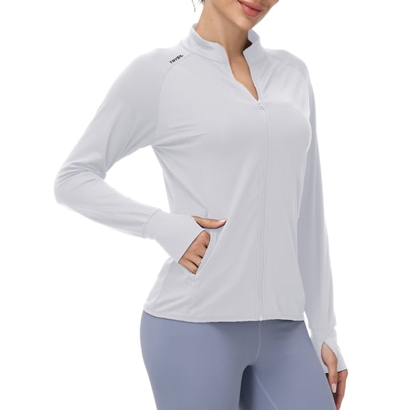 TRYSIL Women's Athletic Jackets Sun Protection Lightweight Full-Zip Long Sleeve Outdoor Running UPF 50+ Sun Workout Shirts,Size(XS-4XL)