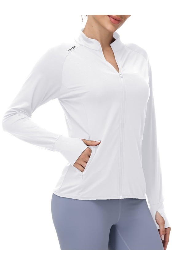 Women's Athletic Jackets Sun Protection Lightweight Full-Zip Long Sleeve Outdoor Running UPF 50+ Sun Workout Shirts,Size(XS-4XL)