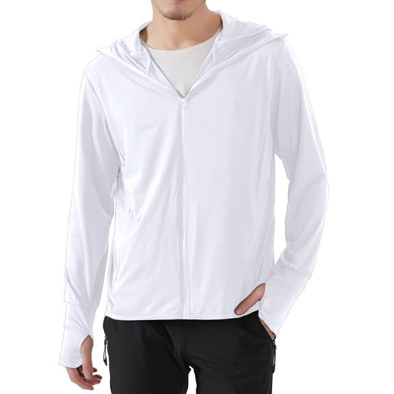 TRYSIL Men's UPF 50  Sun Protection Hoodie Jacket Athletic Lightweight Full-Zip Long Sleeve Fishing Workout