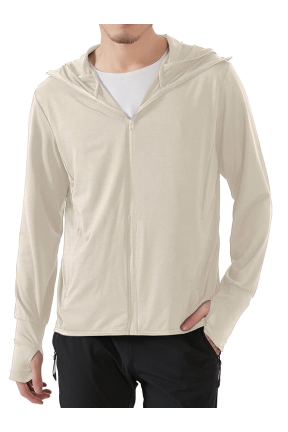 Men's UPF 50+ Sun Protection Hoodie Jacket Athletic Lightweight Full-Zip Long Sleeve Fishing Workout