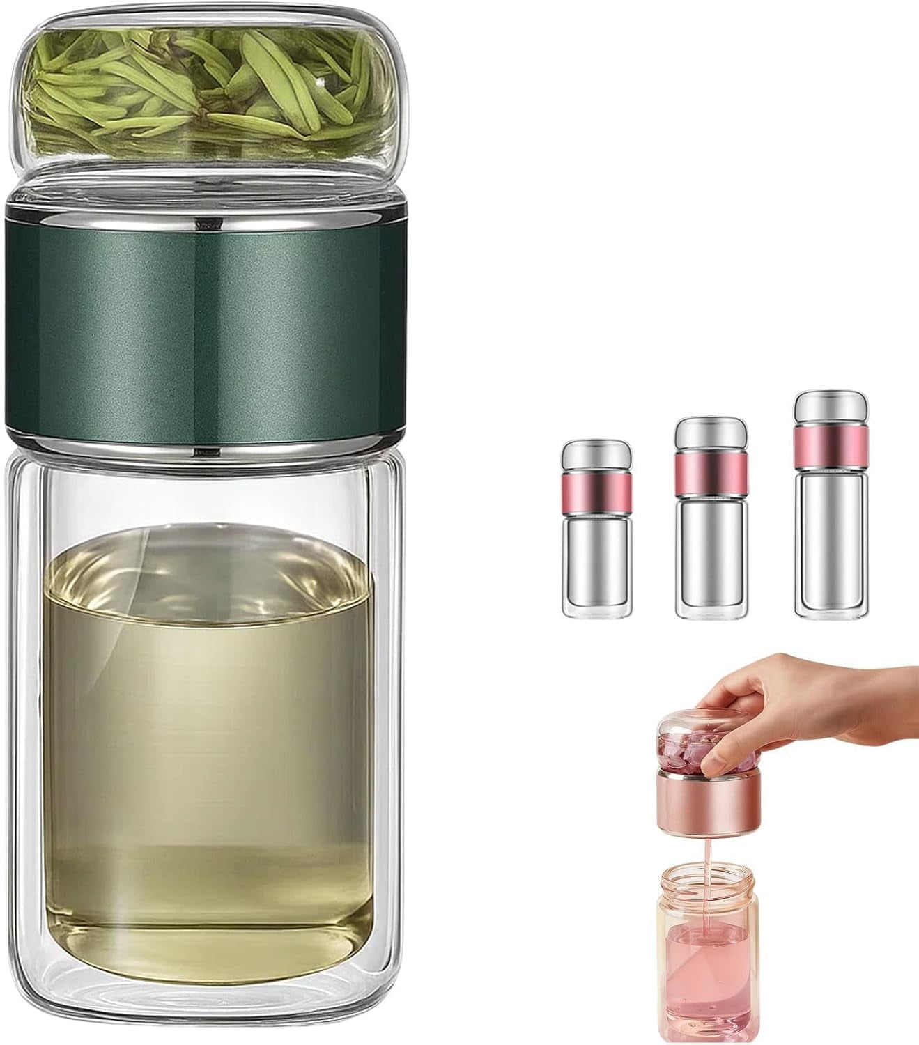 Tryteava Glass Infuser, 3-in-1 Portable Tea Maker with Leak-Proof Lid ...