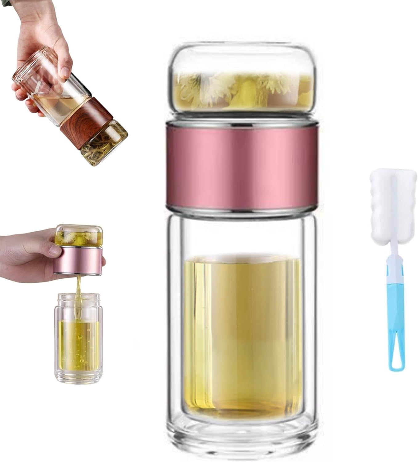Tryteava Glass Infuser,Teava 3 in 1 Smart Portable Tea Infuser,Leak ...