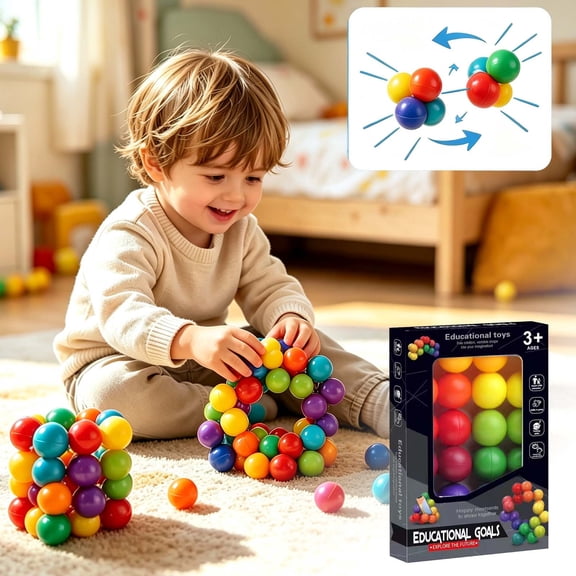 Tryvkinvive 20PCS Educational Magnet Ball Stacking Blocks for Autistic Toddlers 3 4 5+ Years Old,Magnetic Connecting Spheres Building Toy,Interactive Sensory Gift Birthday Christmas Stocking Stuffers