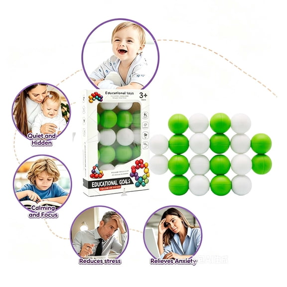 Tryvkinvive 20PCS Educational Magnet Ball Stacking Blocks for Autistic Toddlers 3 4 5+ Years Old,Magnetic Connecting Spheres Building Toy,Interactive Sensory Gift Birthday Christmas Stocking Stuffers