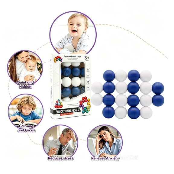 Tryvkinvive 20PCS Educational Magnet Ball Stacking Blocks for Autistic Toddlers 3 4 5+ Years Old,Magnetic Connecting Spheres Building Toy,Interactive Sensory Gift Birthday Christmas Stocking Stuffers