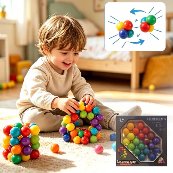 Tryvkinvive 20PCS Educational Magnet Ball Stacking Blocks for Autistic Toddlers 3 4 5+ Years Old,Magnetic Connecting Spheres Building Toy,Interactive Sensory Gift Birthday Christmas Stocking Stuffers