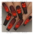 thumbnail image 1 of Tryvkinvive 24PCS Halloween Spooky Stiletto Press On Nails Skeleton Snake Rose Pattern Gothic False Nails Black Reusable Fake Nails for Halloween Party, 1 of 7