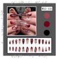 thumbnail image 1 of Tryvkinvive 24PCS Medium Almond Press On Nails,Nude Red Ombre Drip Crackle Rhinestone Fake Nails,Reusable Full Cover Glue On Nails for Women Gothic Halloween Party, 1 of 7