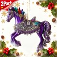 thumbnail image 1 of Tryvkinvive 2Pack 3.14" Simualtion Carousel Horse Christmas Tree Pendants,Double‑Sided Printed Acrylic Hanging Ornaments for Car Mirror Wall Indoor Home and Holiday Keepsake Decoration, 1 of 9