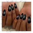 thumbnail image 1 of Tryvkinvive Almond Press On Nails Glossy Black Drip Gradient False Nails Halloween Decoration Spooky Minimalist Reusable Sleek Daily Manicure, 1 of 6