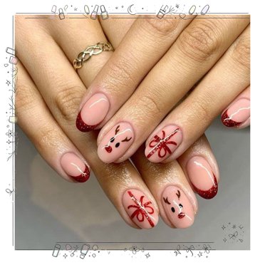 EBCUE Summer Beach Press on Nails Short Almond Floral False Nails with ...