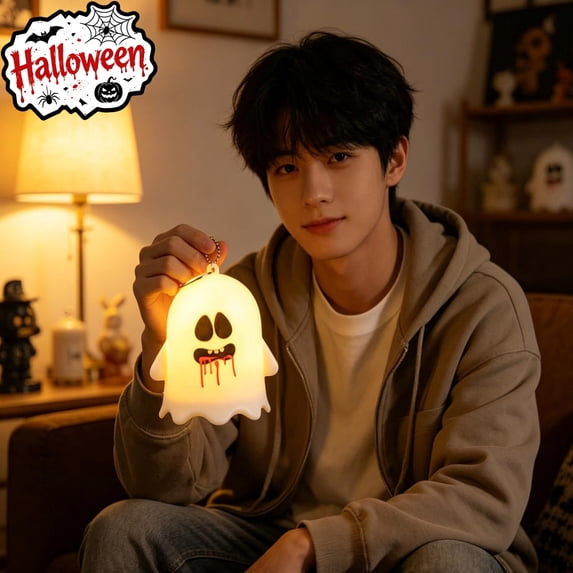 Tryvkinvive Ghost LED Light for Halloween Decoration,Mini Glowing Ghost Tabletop Light for Home Decor Supplies Party Favors,Trick or Treat Gifts & Hanging Decor