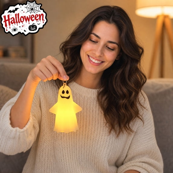 Tryvkinvive Halloween Decoration LED Hanging Ghost Lamp,Funny Ghost Light,Spooky Atmosphere Decor for Home Decor Supplies Outdoor,Indoor,Yard & Holiday Party Supplies
