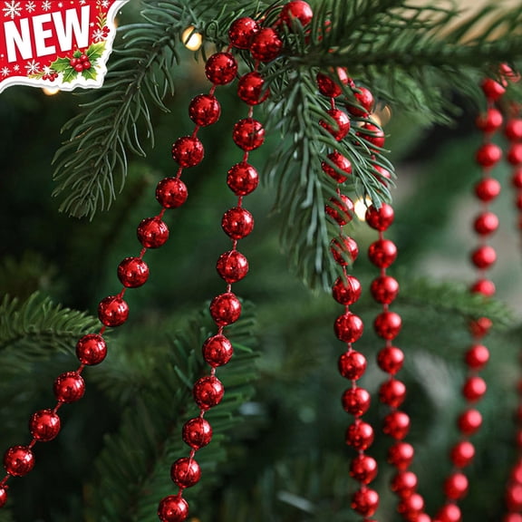 Tryvkinvive Plastic Bead Chain Christmas Tree Garland,Shiny Beaded String Ornaments for Wreath Indoor Home Wedding Birthday and Holiday Scene Layout Decoration