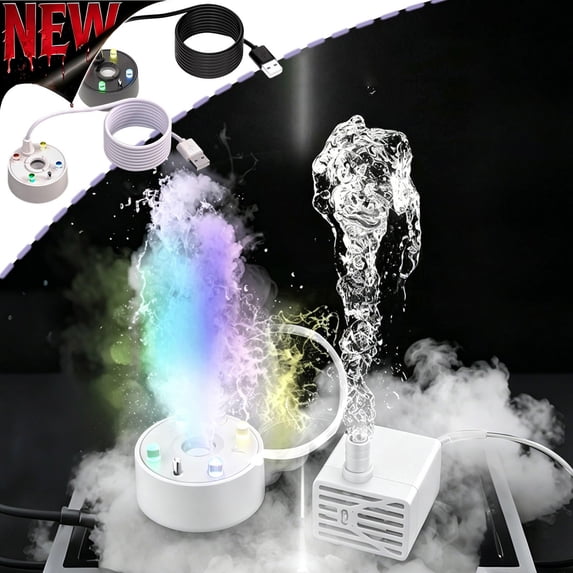 Tryvkinvive Ultrasonic Mist Maker with LED Light USB Powered Fogger Atomizer Water Fountain Pump for Indoor Outdoor Landscape Aquarium Decor Household Scene Ornament