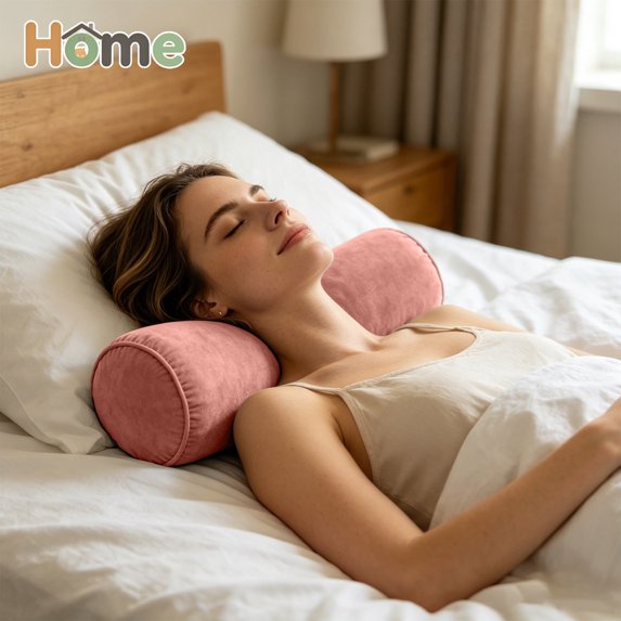 Tryvkinvive Velvet Neck Support Pillow,Soft Round Body Roll Cushion,Multi Position Sleep Support Pillow,Comfort Sofa Bed Rest Pillow