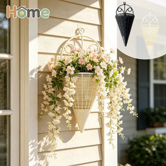 Tryvkinvive Wall Hanging Flower Basket,Wall Planter Holder,Outdoor Front Door Floral Vase,Rustic Wall Mount Floral Container Decor (No Flowers)