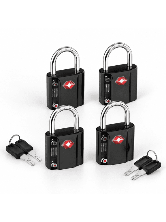 Tsa Approved Lugglocks Ultra-sedimple Key Travel With Zinc Alloy Body Black 4 Pack