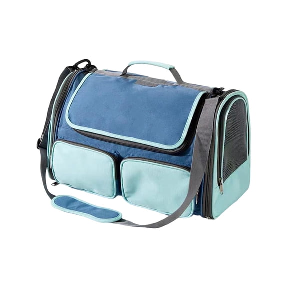 Tsa Approved Pet Carrier, Cat Travel Carrier, 18X12 In, Black Mesh Fabric, Foldable Tote Bag, Car Carrier for Cats, Small Reusable Tote Bag, Blue, 1 Pc