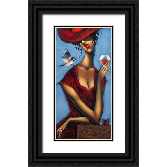 Tsantekidou, Rose 18x32 Black Ornate Wood Framed with Double Matting Museum Art Print Titled - Rose d anjou 2