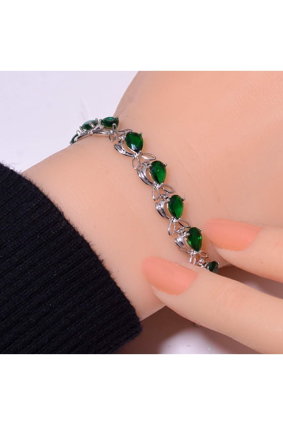 Tsavorite 925 Sterling Silver Tennis Bracelet 6.99" B_9730_686_13, Birthday Gift, Christmas Gift, New Year Sale